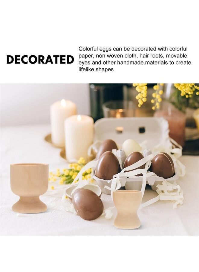 LAMAY 12Pcs Wooden Egg Cup Holder Unfinished Wooden Egg Stand DIY Wooden Egg Cups Easter Egg Display Holder DIY Unfinished Wood Crafts for Easter Party Decor - Image 5